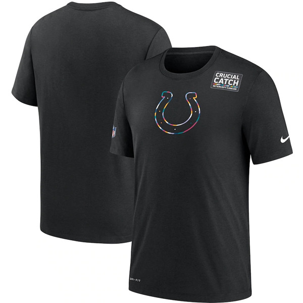 Indianapolis Colts 2020 Black Sideline Crucial Catch Performance NFL T-Shirt (All Size)